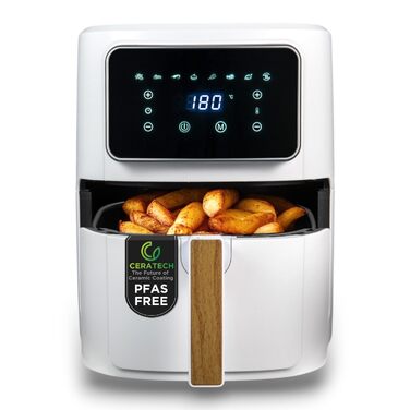 Аерофритюрниця Bergner Naturally 6.9L 1800W з керамічним покриттям, 8 програм, без PFAS, біла