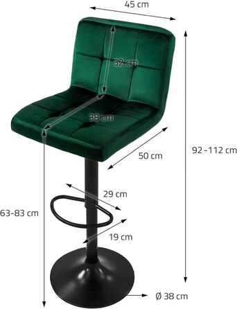 Барний стілець ML-Design, 2 шт., екошкіра антрацит, з м'якою спинкою, регульований по висоті, 360° обертання, з підніжкою, бістро-стиль