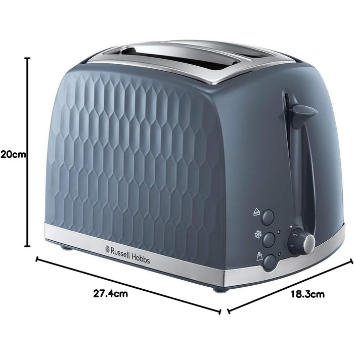 Тостер Russell Hobbs 26071 на 4 тости, сірий, з широкими слотами та підйомом, сучасний дизайн