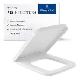 Сидіння для унітазу Villeroy & Boch Architectura D-подібне, біле глянцеве, з мікроліфтом (м'яке закриття), знімне, термопласт (Duroplast), оригінальне 98M9C101