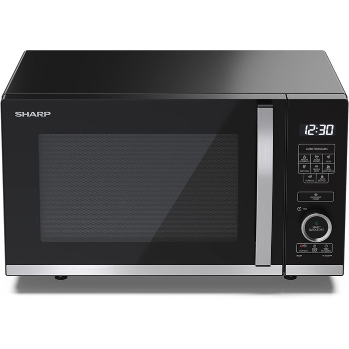 Мікрохвильова піч SHARP QS204AEB, 800 Вт, 10 режимів, функція розморожування, чорна