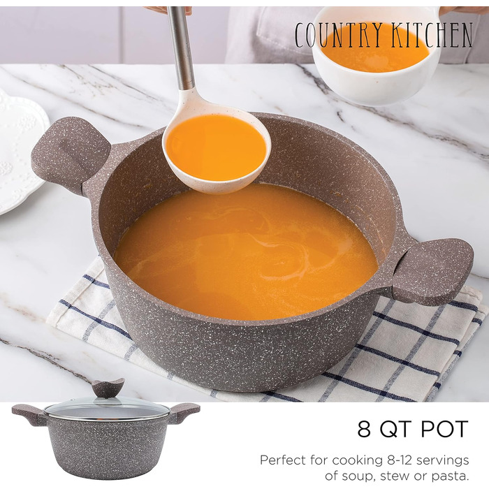 Набір посуду Country Kitchen з антипригарним покриттям, литий алюміній, 11 предметів, кремовий колір – для щоденного приготування їжі