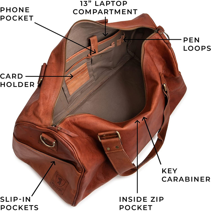 Дорожня шкіряна сумка Berliner Bags Oslo, коричнева, 45 л, для жінок і чоловіків