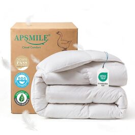 Всесезонна ковдра APSMILE 240x260 см, 100% бавовна, гусячий пух та перо (50/50), гіпоалергенна, сертифікація Ökotex та DOWNPASS