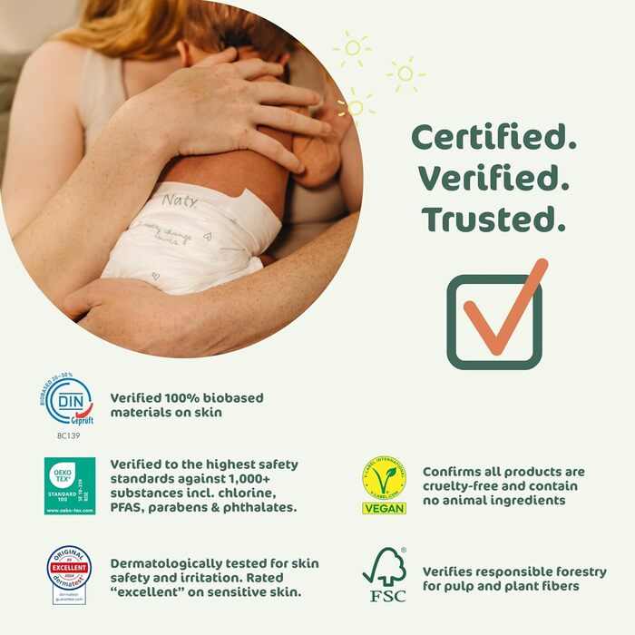 Дитячі підгузки Naty Baby для новонароджених, розмір 1 (2–5 кг), 100 шт.