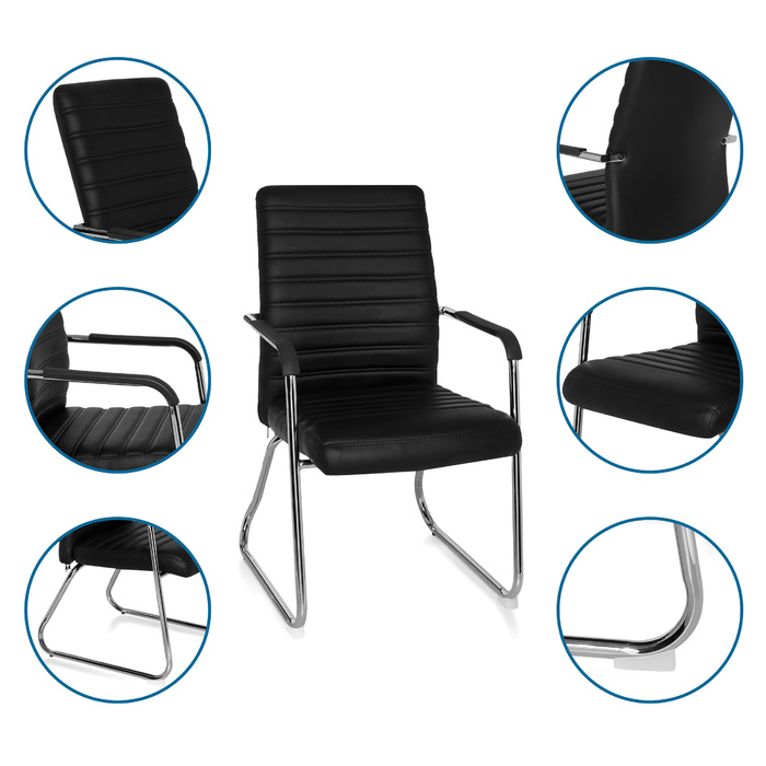 Крісло для конференцій / крісло для полозів / крісло STEEL V PU black hjh OFFICE