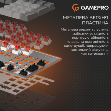 Дротова механічна клавіатура GamePro Genesis Metallic (MK144G) 100% Red switches