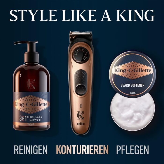 Електричний тример для бороди King C. Gillette Pro для чоловіків, 40 довжин, знімні леза з нержавіючої сталі, водонепроникний
