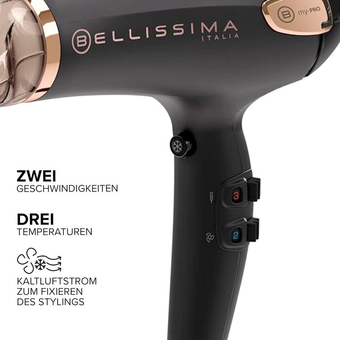 Фен Bellissima My Pro Ceramic P5 3800 з іонною та керамічною технологією, 2300 Вт, для м'якого і блискучого волосся, з дифузором та ультра вузьким концентратором