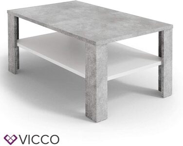 Журнальний стіл Vicco, бетон/білий, 100x42 см