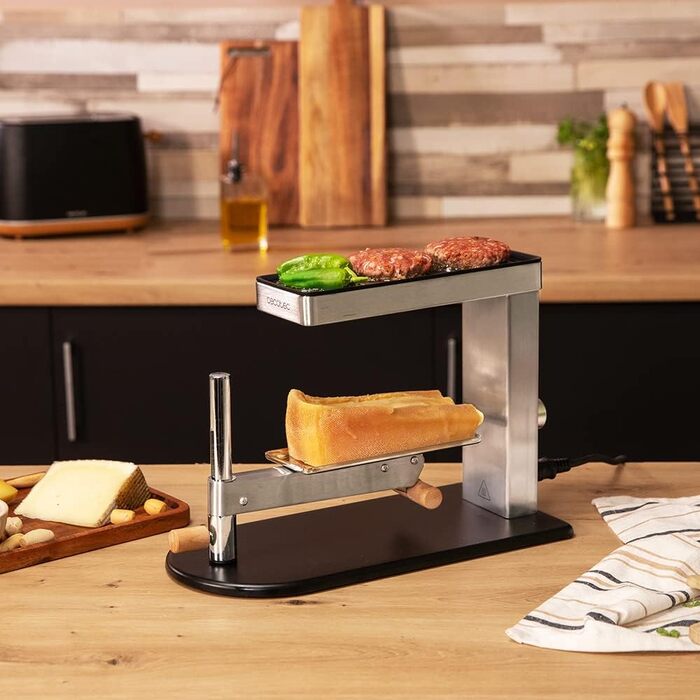 Електричний гриль-рашет Cecotec Raclette Cheese&Grill 6000 з нержавіючої сталі, 600W, регульований термостат, антипригарне покриття