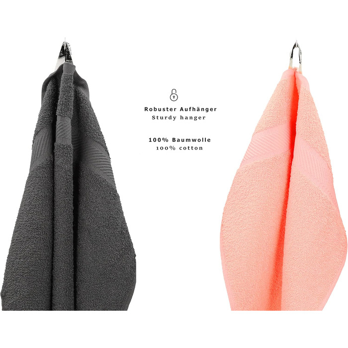 Комплект рушників Betz Palermo 6 шт: 2 банних 70x140 см, 4 рушники 50x100 см, сауна-рушник, антрацит/абрикос