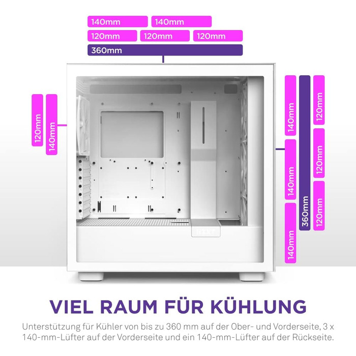 Ігровий корпус NZXT H7 Elite 2023 ATX, білий, скло, USB-C, RGB вентилятори, готовий до водяного охолодження