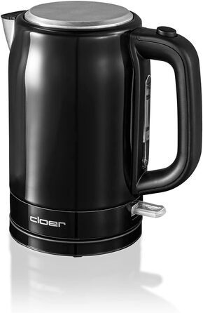 Електрочайник Cloer 4520, 1,7 л, нержавіюча сталь, 2200 Вт, чорний, індикатор рівня води, захист від перегріву та увімкнення без води