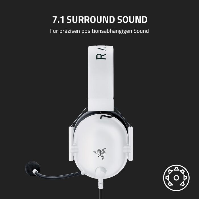 Ігрова гарнітура Razer BlackShark V2 X White — дротова навушники для кіберспорту, 7.1 Surround Sound, 50мм Triforce драйвери, мікрофон HyperClear Cardioid, білий колір