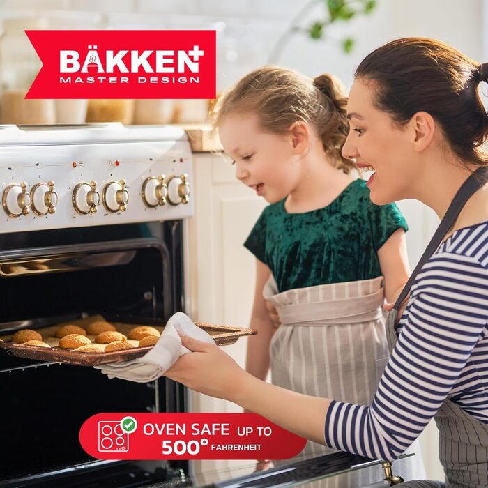 Набір кухонного посуду Bakken-Swiss 20 предметів з гранітним антипригарним покриттям - для всіх типів плит та духовки (мармуровий коричневий)