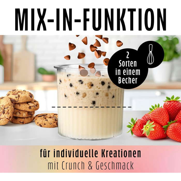 Машина для морозива GOURMETmaxx SmoothUp 800 Вт: льодогенератор, 10 програм, функція додавання інгредієнтів, LED-дисплей, 2 стакани в комплекті, чорний