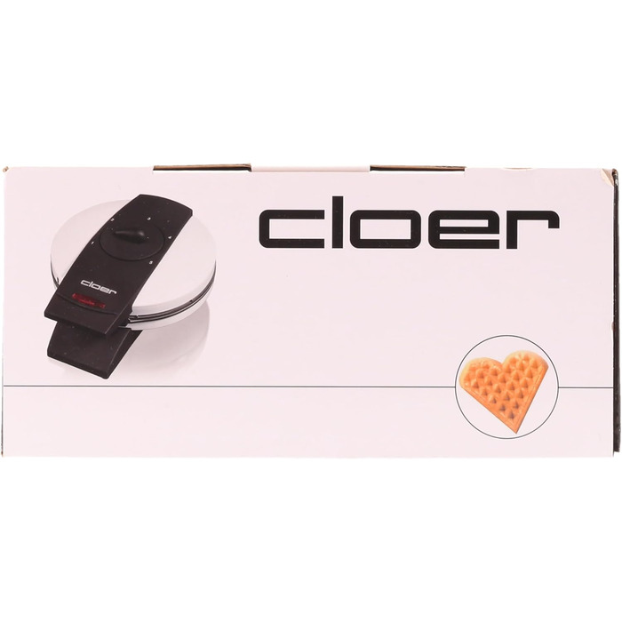 Вафельниця Cloer 1621 для класичних вафель-сердець, 930 Вт, 15,5 см, плавне регулювання підсмажування, біла, метал