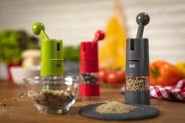 Набір млинків для солі та перцю KUHN RIKON Ratchet Grinder, ручний млинок для спецій з регульованим керамічним механізмом, сірий