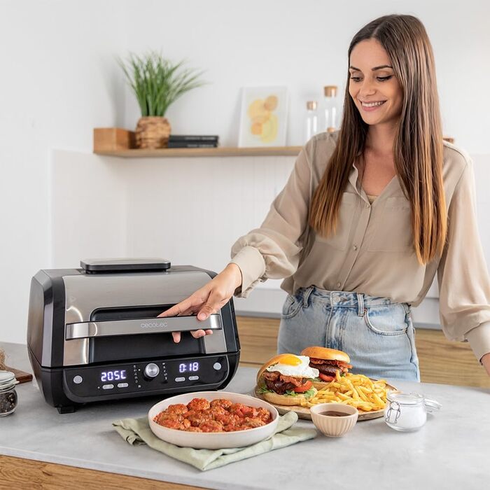 Аерофритюрниця-гриль Cecotec Cecofry FireDome 6000 без олії, 6 л, 2400 Вт, 6 режимів приготування, 4 рівні гриля, з термостатом та аксесуарами