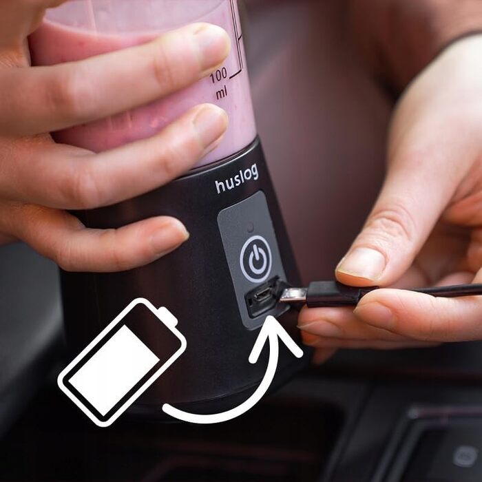 Блендер для смузі Philips HUS1025 500W з пляшкою Blend & Go 600мл, 2 швидкості, чорний