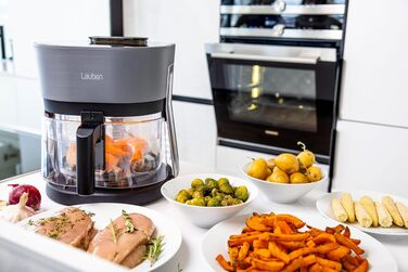 Аерофритюрниця Lauben Glass&Steam 4500BG зі скляним кошиком та функцією пари, 8 програм, 4.5л