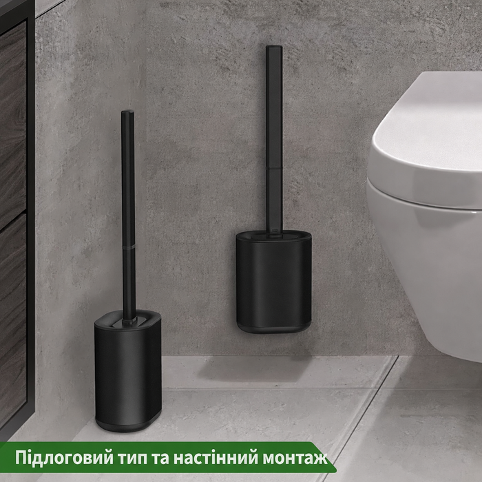 Силіконова туалетна щітка HOMEASY чорна з нержавіючої сталі, набір з тримачем для настінного монтажу без свердління, для ванної кімнати