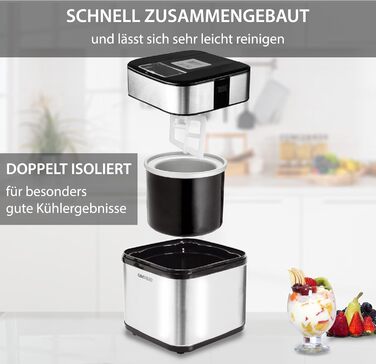 Апарат для морозива Syntrox Germany Jinoria для сорбету, йогурту та м'якого морозива з таймером, безпечний для дітей