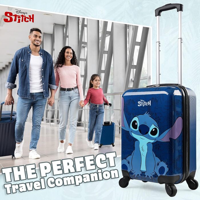 Дитяча валіза Disney із жорстким корпусом, 4 колеса, темно-синя Stitch, 28л, маленька дорожня валіза на колесах