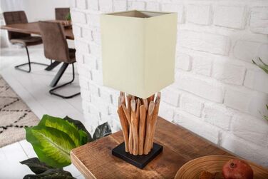 Настільна лампа з натурального мореного дерева Invicta Interior Design EUPHORIA з білим абажуром, ручна робота