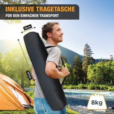 Розкладне ліжко Kronenburg XXL 210x72x45 см, посилене сталеве, до 200 кг, чорне, для кемпінгу