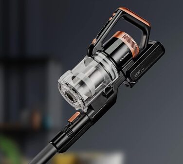 Бездротовий пилосос GRUNDIG VCP 5030 3-в-1 з функцією вологого прибирання, 3 режими потужності, Li-Ion акумулятор 25,2В, резервуар 700 мл, до 45 хв роботи, чорний/мідний