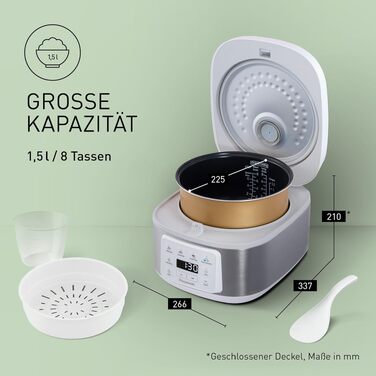 Рисівар електричний Panasonic SR-DA152WXE 1.5л (8 чашок) з функцією пароварки, білий