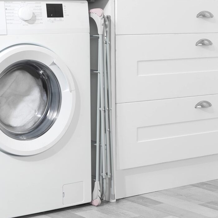 Сушарка для білизни Russell Hobbs, 3-рівнева, розкладна, 15 м, 15 кг, з бічними крилами, металева, компактна, 64x45x138 см, рожева/сіра