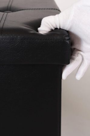 Банкетка з відкидною кришкою Dibea 76x38x38 см, чорна екошкіра