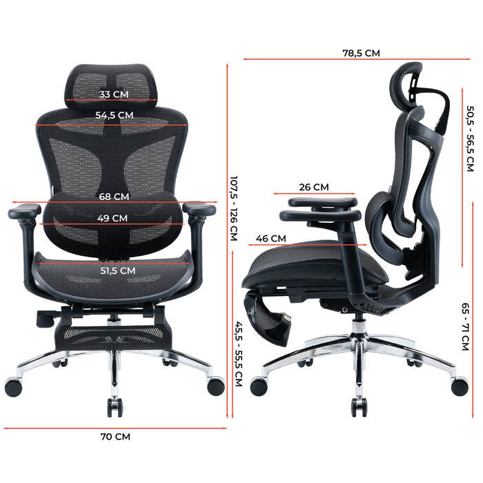 Крісло офісне з підставкою для ніг Sihoo DORO C300L Mesh Black with footrest