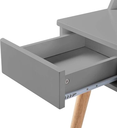 Дитячий письмовий стіл Teamson Home Creativo з МДФ, з полицями та шухлядами, білий/натуральний, VNF-00045 (Світло-сірий)