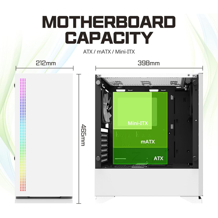 Корпус для ПК Zalman S5 ATX Midi Tower, білий, ігровий, скло, RGB підсвічування, вентилятори