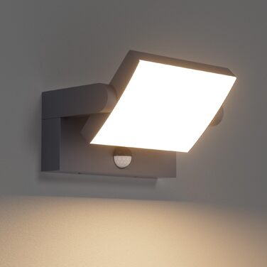 Світильник настінний вуличний Klighten 24W з датчиком руху, антрацит (RAL 7016), 3000K, IP65, 1500 Лм, алюміній