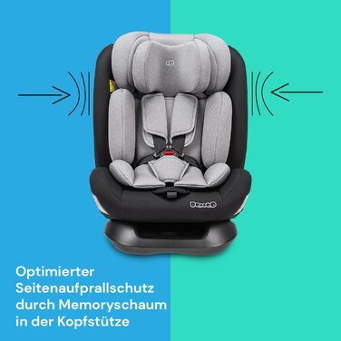 Дитяче автокрісло Booboo Safety London i-Size Reboarder 40-150 см, без Isofix, чорний/сірий