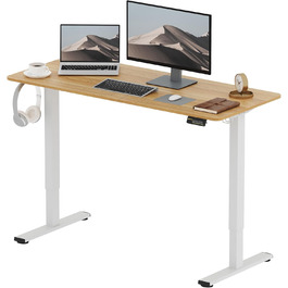 Електричний стіл SANODESK 110x60 см, регульований по висоті, ергономічний стоячо-сидячий комп'ютерний стіл з пам'яттю, колір клен