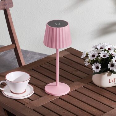 Lindby LED акумуляторна бездротова настільна лампа з датчиком дотику, рожева, IP54 (для внутрішнього та зовнішнього використання)