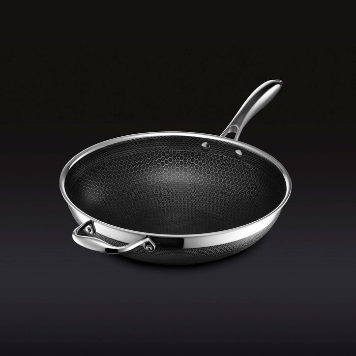 Wok HexClad 30 см з антипригарним покриттям, індукційний, підходить для всіх плит, можна мити в посудомийній машині та використовувати в духовці, ручка що не нагрівається