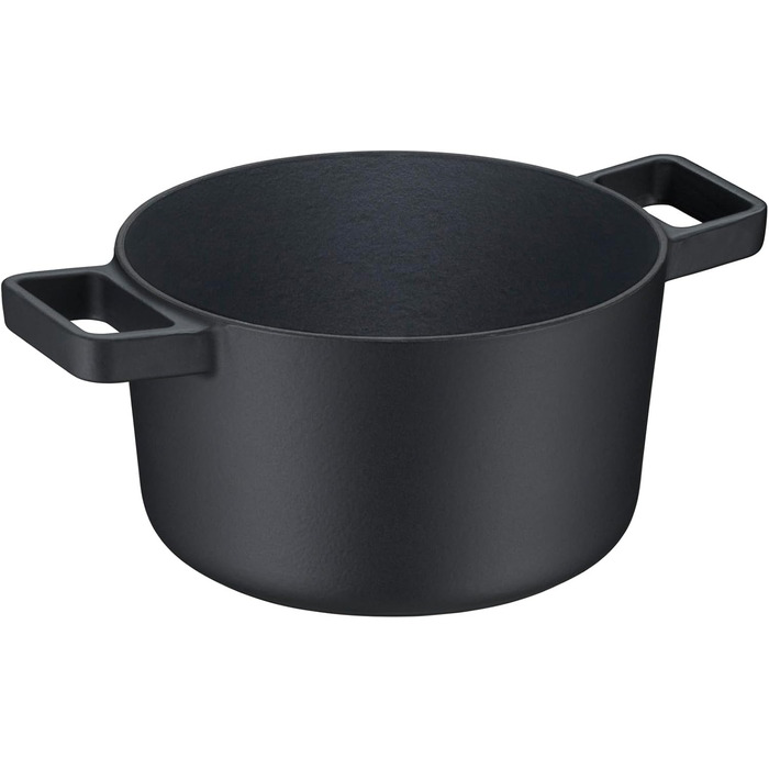 Жаровня WMF Flavour 22 см, чавунна, для індукції, емальована, чорна, з кришкою з конденсаційними виступами, сучасний дизайн