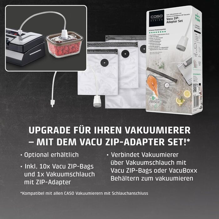 Вакууматор CASO advanced Pro (VRH 490) з функцією CASOTEK Liquid, подвійним швом та набором пакетів, професійний вакуумний пакувальник