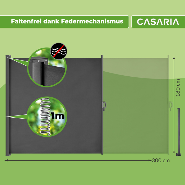 Бічний тент Nosara Anthracite 180х300см розсувний