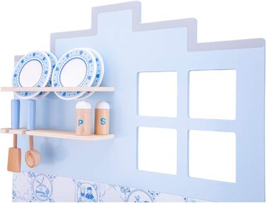 Дитяча дерев'яна кухня New Classic Toys Bon Appétit у стилі Делфтського фарфору, синя, рольова гра