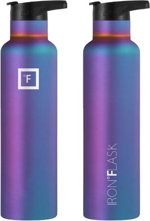 Термофляга IRON °FLASK Edelstahl 710 мл Aurora: Металева пляшка для води з 3 кришками, ізольована, не протікає, для спорту, школи, фітнесу, кемпінгу