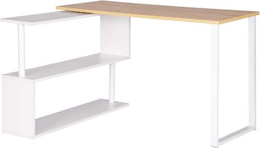Кутовий комп'ютерний стіл WOLTU TS65hei, 120x100x74 см, світлий дуб, МДФ, з полицями для офісу, письмовий стіл для ноутбука та ПК