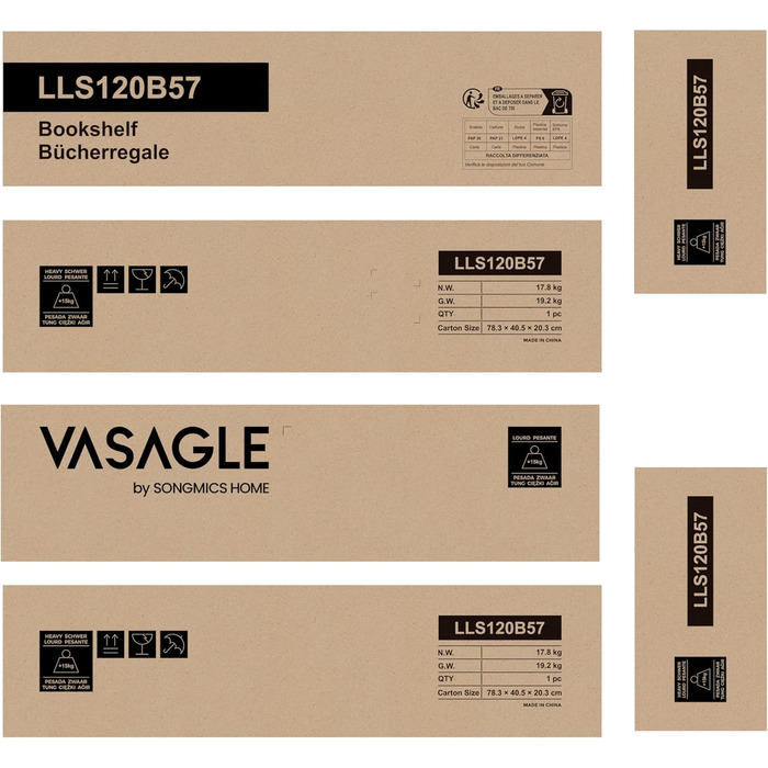 VASAGLE книжкова шафа з 6 полицями, стелаж зі сталевим каркасом, регульоване LED-підсвічування, 30,3×60×178,6 см, для вітальні, спальні, кабінету, чорне ебенове дерево